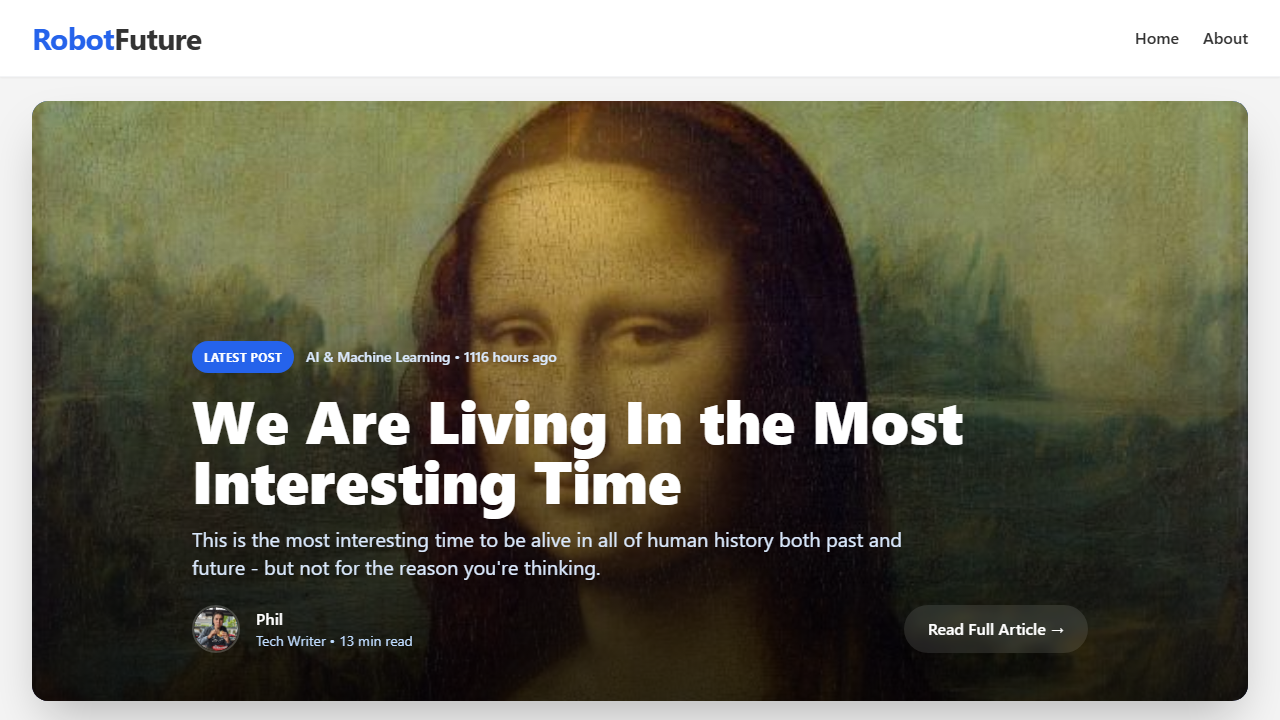 A screenshot of the Robot Future website.